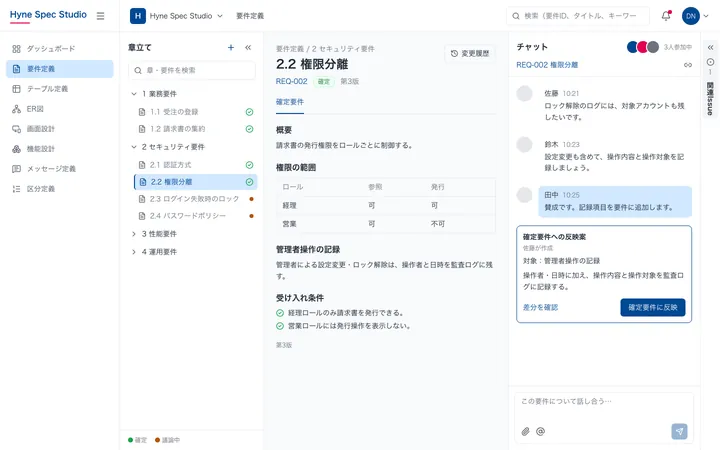 要件定義の画面